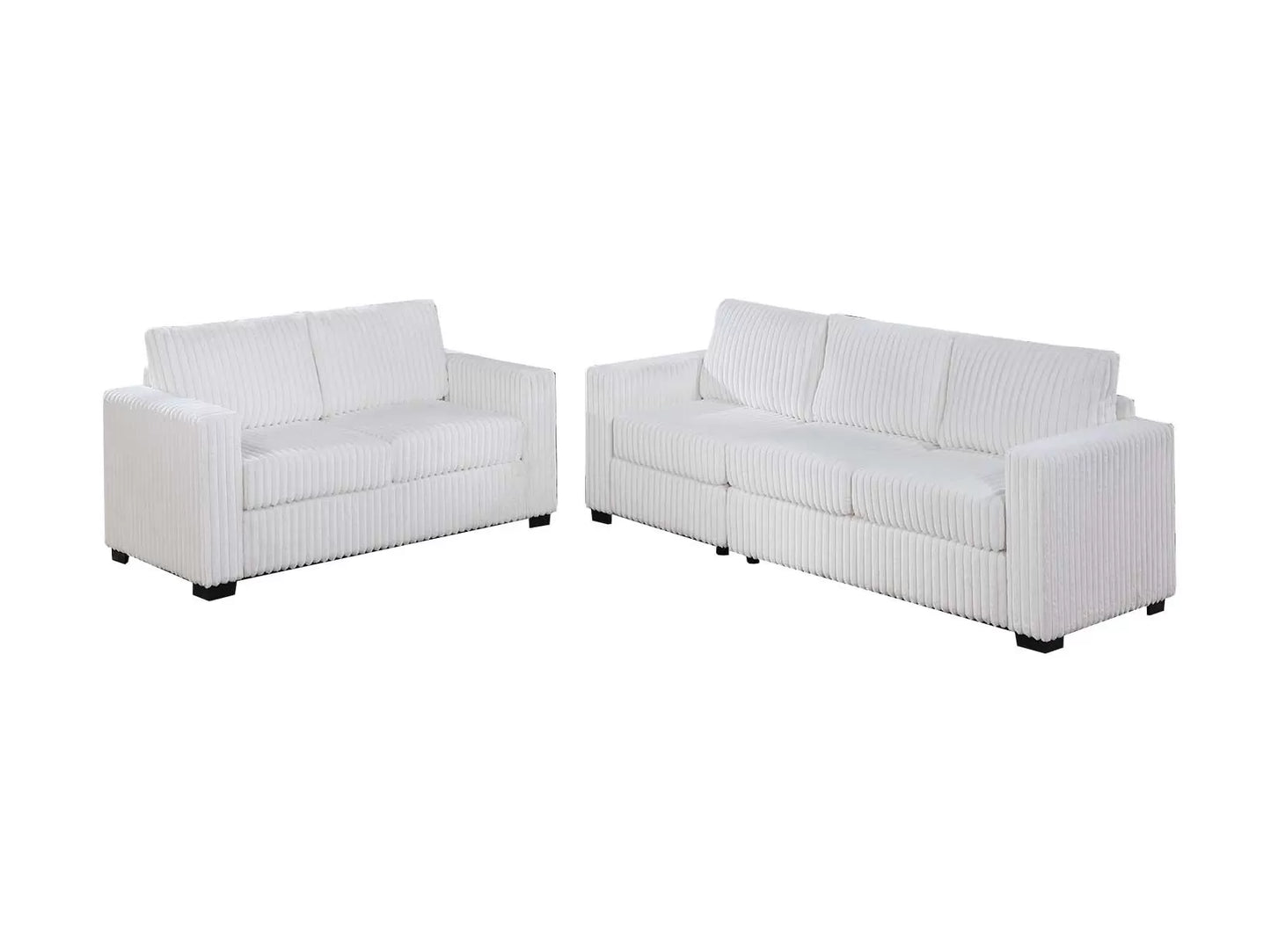 Milk 2-Piece Stationary Sofa & Loveseat Set — Poundex F8462, authentic image 2