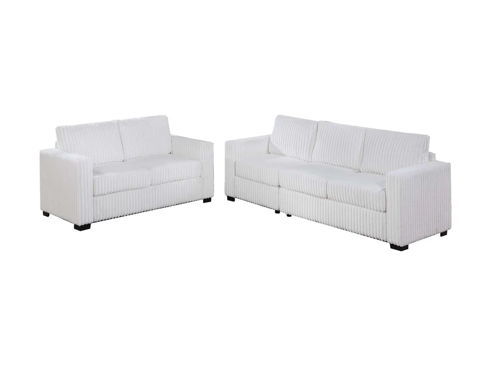 Milk 2-Piece Stationary Sofa & Loveseat Set — Poundex F8462, authentic image 2