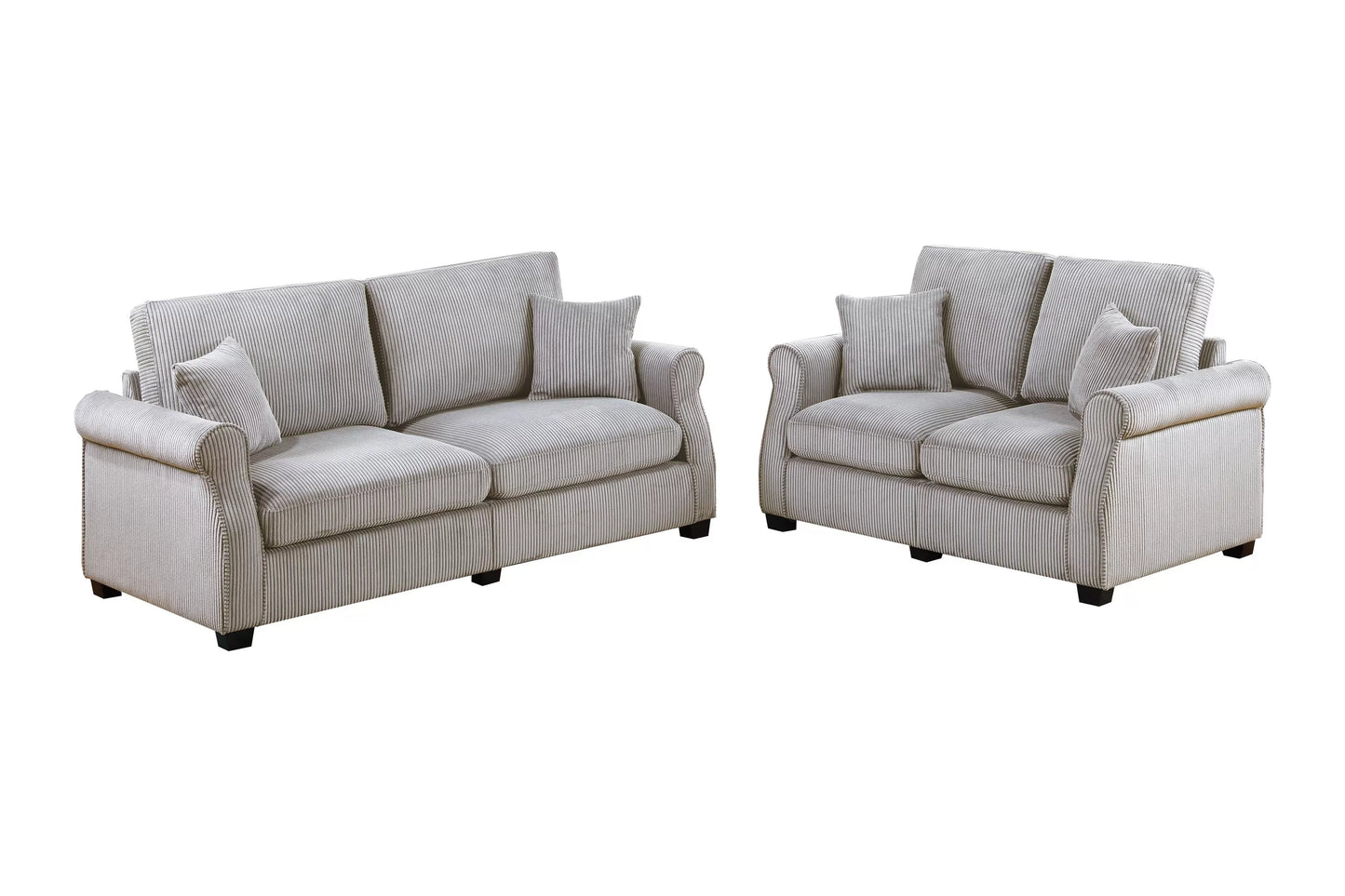 Ivory 2-Piece Stationary Sofa & Loveseat Set — Poundex F8499, authentic image 2