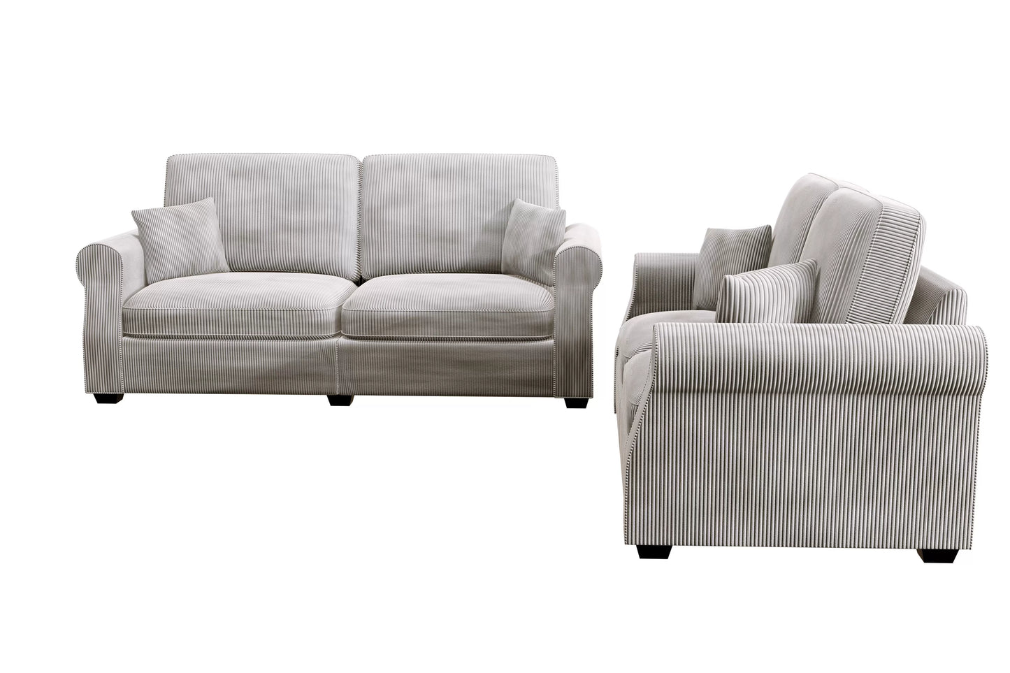 Ivory 2-Piece Stationary Sofa & Loveseat Set — Poundex F8499, authentic image 3
