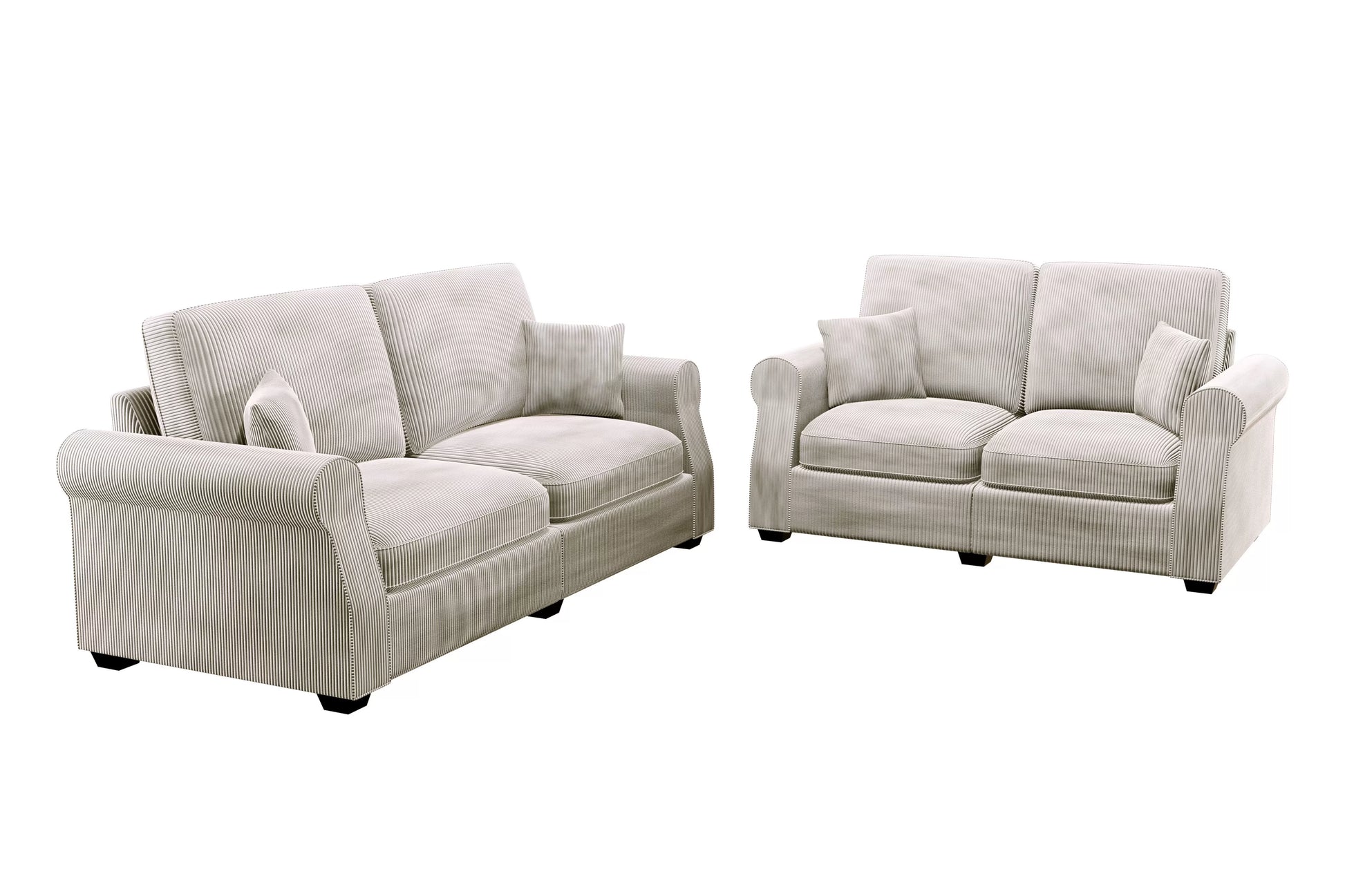 Ivory 2-Piece Stationary Sofa & Loveseat Set — Poundex F8499, authentic image 4