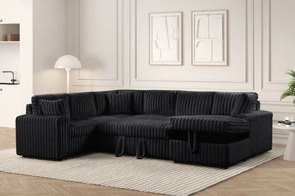 Ryder 3-piece black corduroy sleeper sectional