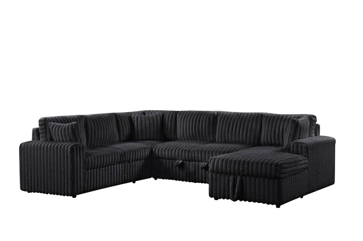 Ryder black corduroy sectional alternate view