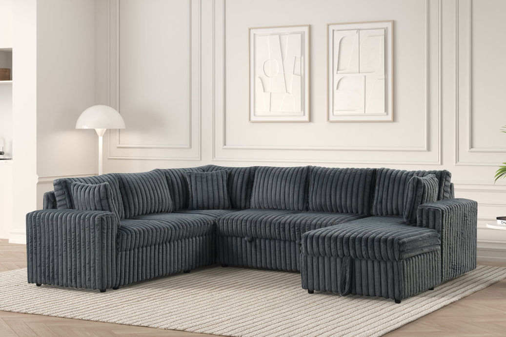 Ryder charcoal corduroy sectional alternate view