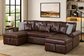 Sahara Brown 3-Piece Leather Gel Double-Chaise Sectional with Storage