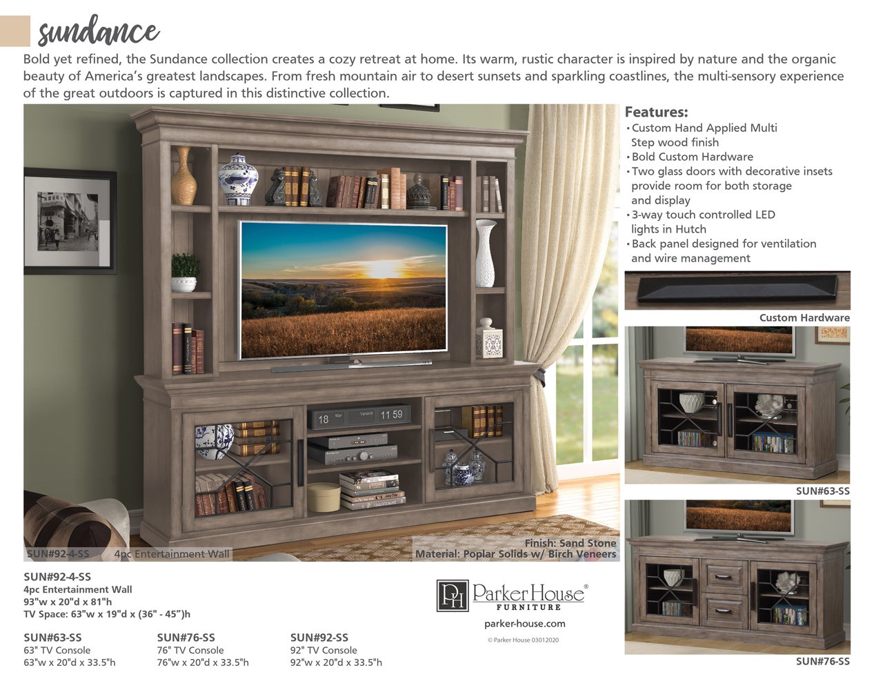 SUNDANCE - SANDSTONE 92 IN. CONSOLE WITH HUTCH