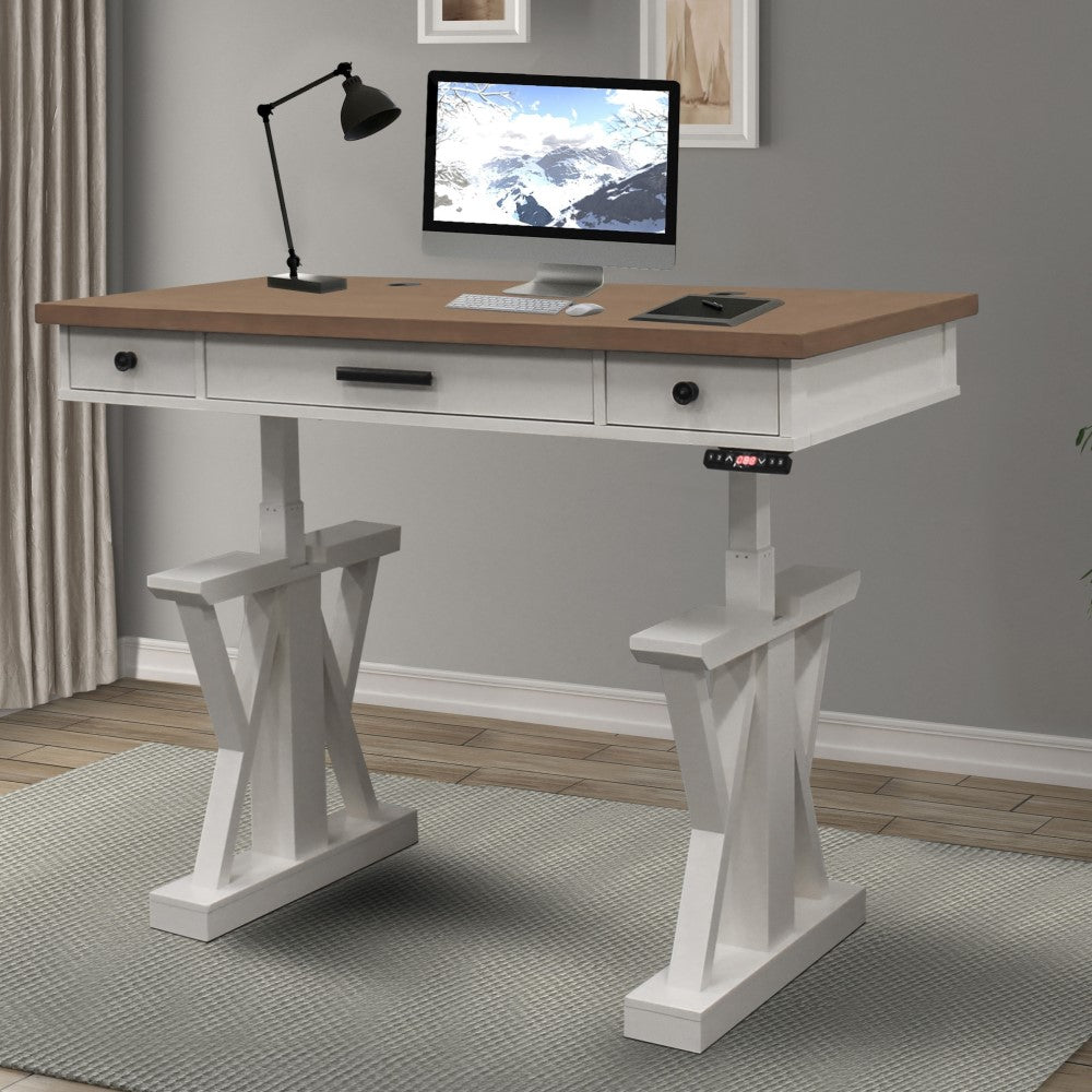 AMERICANA MODERN - COTTON 56 IN. POWER LIFT DESK (FROM 23 IN. TO 48.5 IN.) (AME#256T AND LIFT#200WHT)