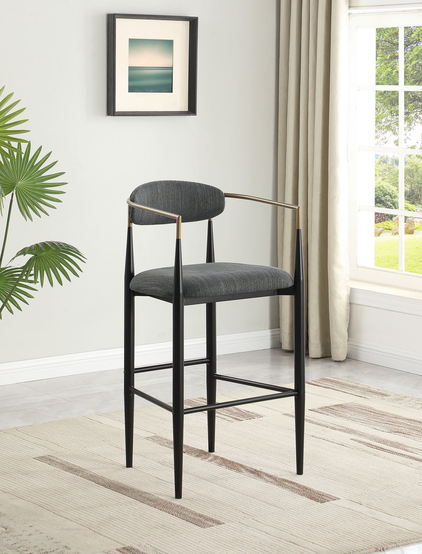 Tina Fabric Upholstered Bar Chair Grey (Set of 2)