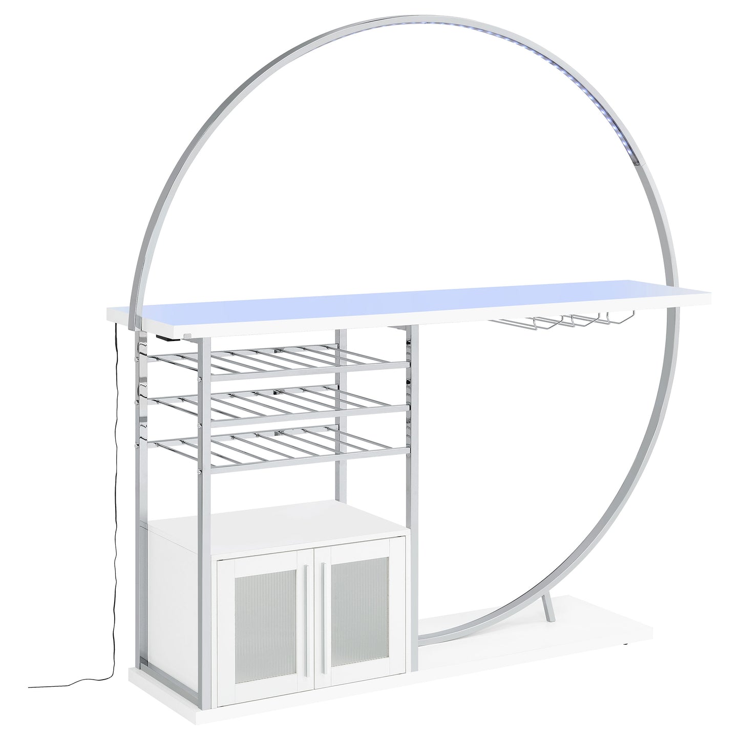 Risley 2-door Circular LED Wine Cabinet White High Gloss