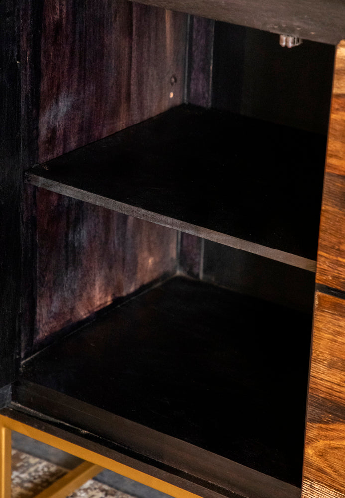 Zara 2-door 57-inch Wood Accent Storage Cabinet Black Walnut