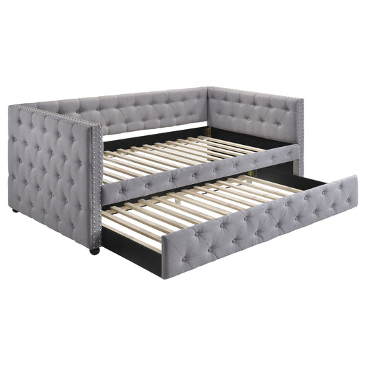 Mockern Upholstered Twin Daybed with Trundle Grey