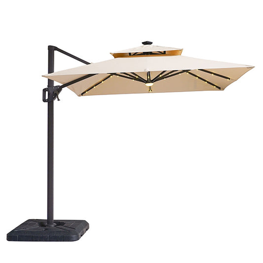 Xico - 8 Ft Square Umbrella w/ Double Top w/ LED Light + 37" Large Base