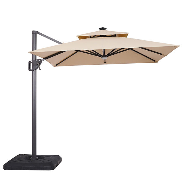 Xico - 8 Ft Square Umbrella w/ Double Top w/ LED Light + 37" Large Base
