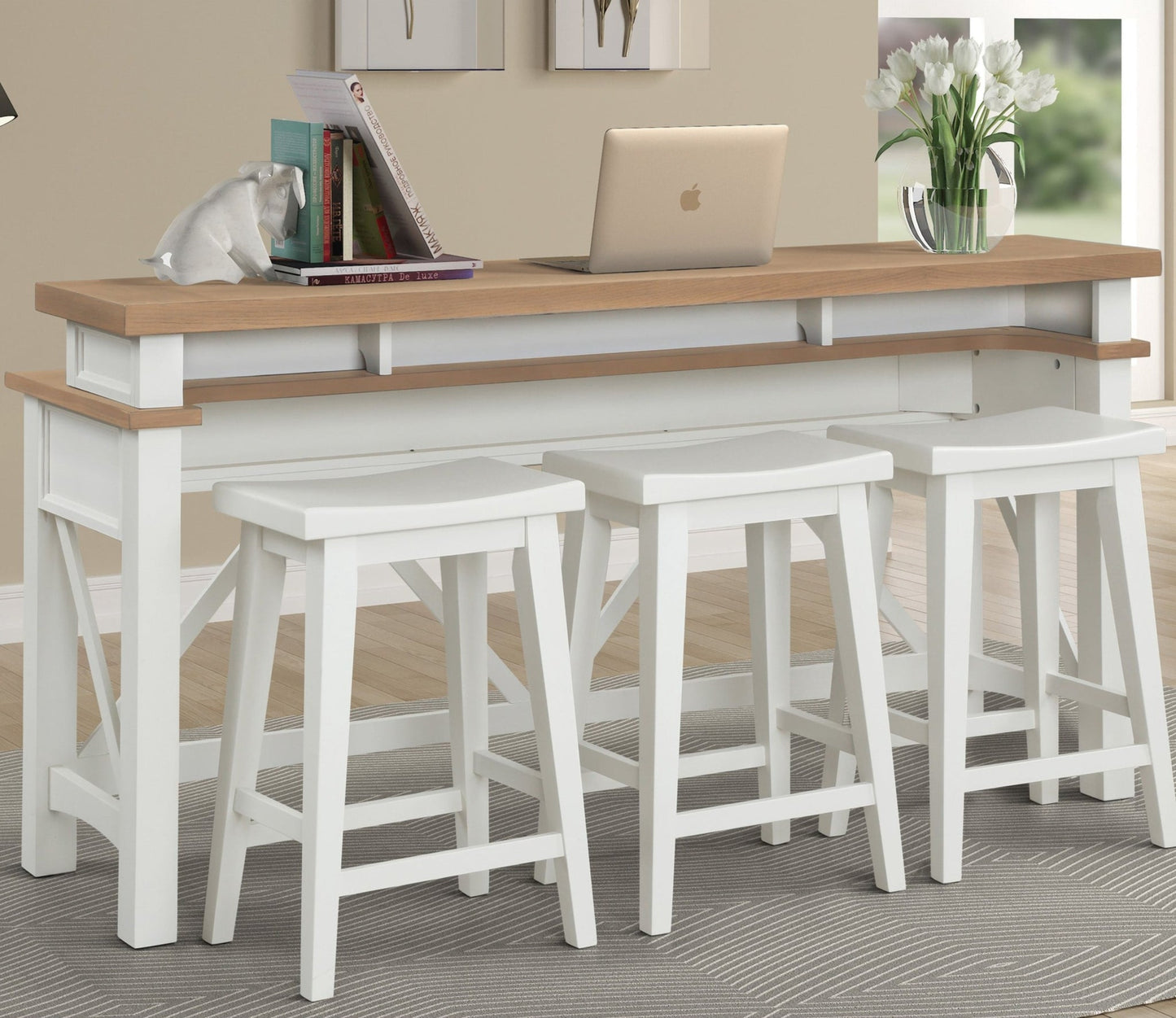 AMERICANA MODERN - COTTON EVERYWHERE CONSOLE WITH 3 STOOLS
