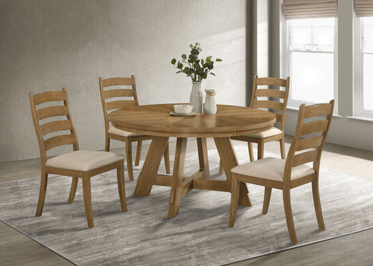 Danvers 5-piece Round 54-inch Dining Table Set Brown Oak