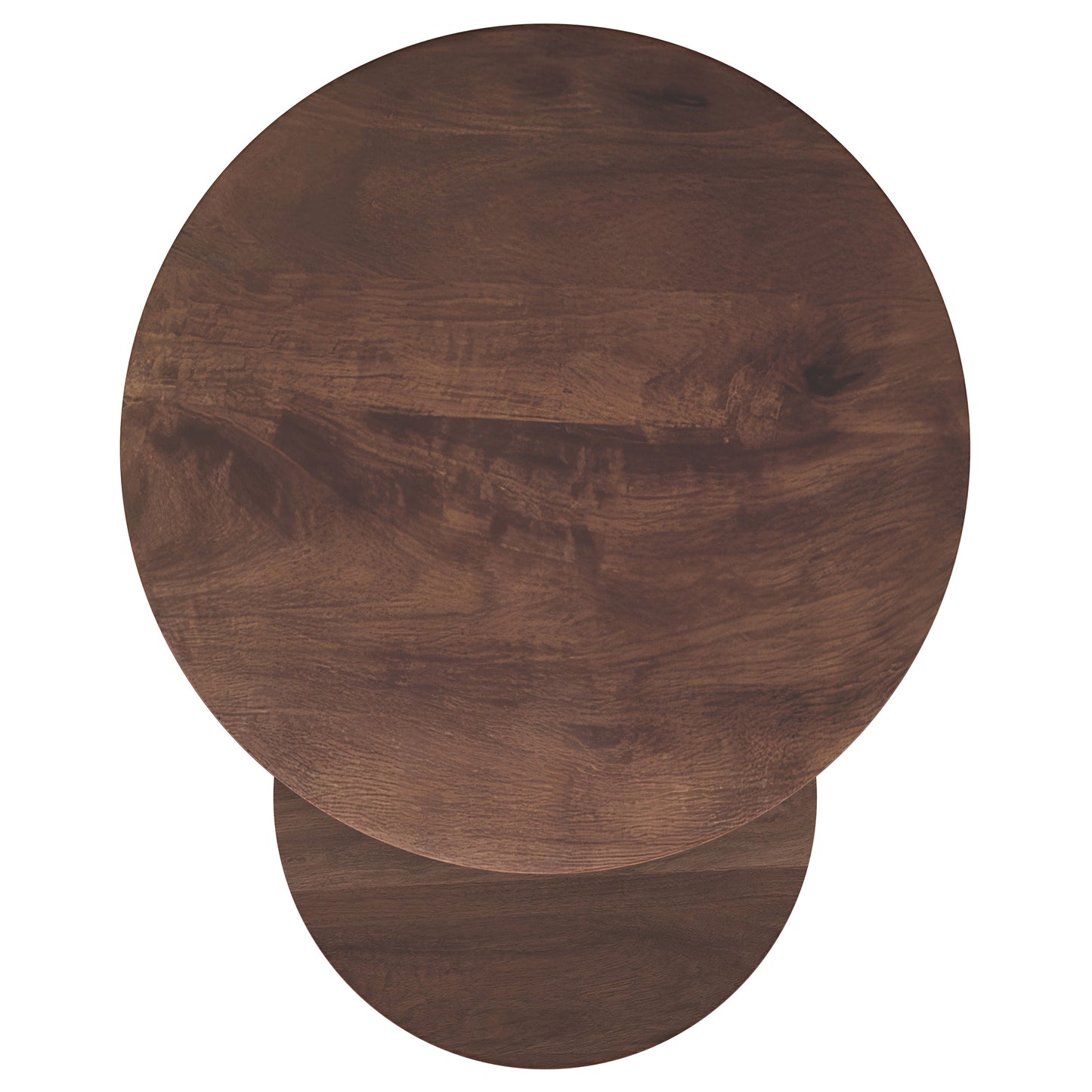 Yency 2-piece Round Mango Wood Nesting Table Set Dark Brown Mango