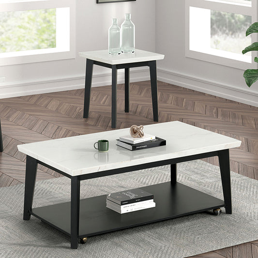 Thisted - Rectangle Marble Coffee Table w/ Casters