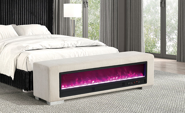 Elnath - Bench w/ Visual Crystal Fireplace