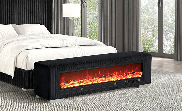 Elnath - Bench w/ Visual Wood Log Fireplace