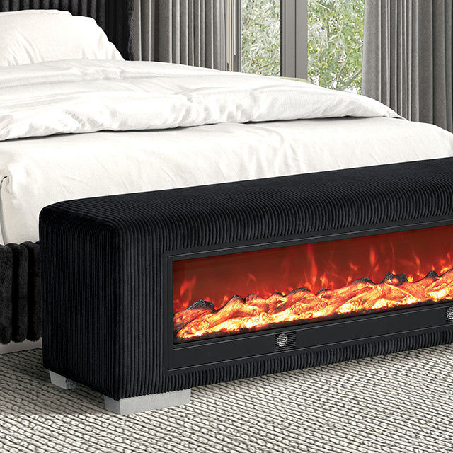 Elnath - Bench w/ Visual Wood Log Fireplace
