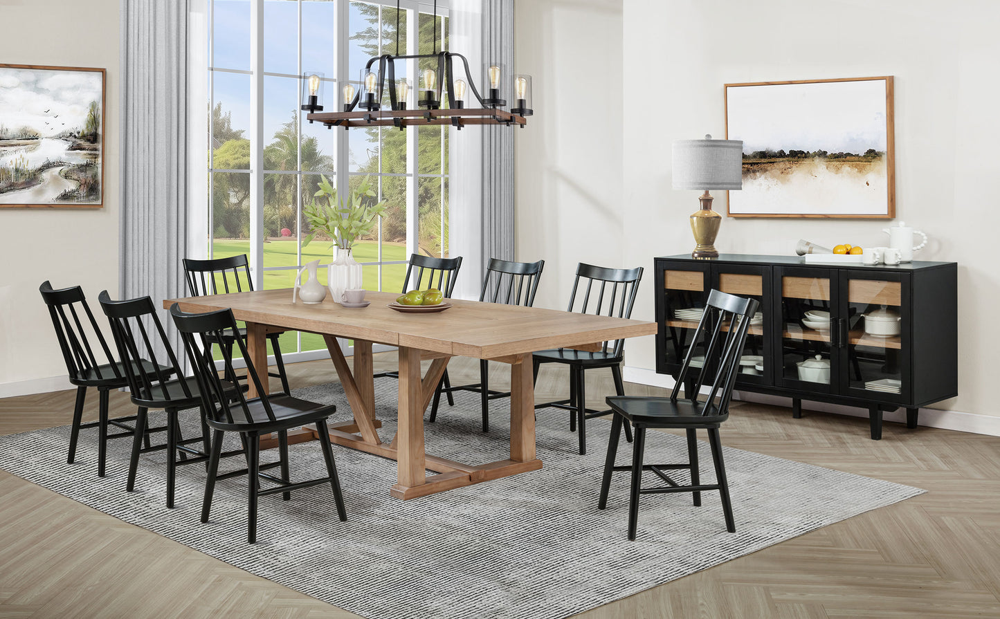 Middleton 9-piece Extension Leaf Dining Set Brown and Black