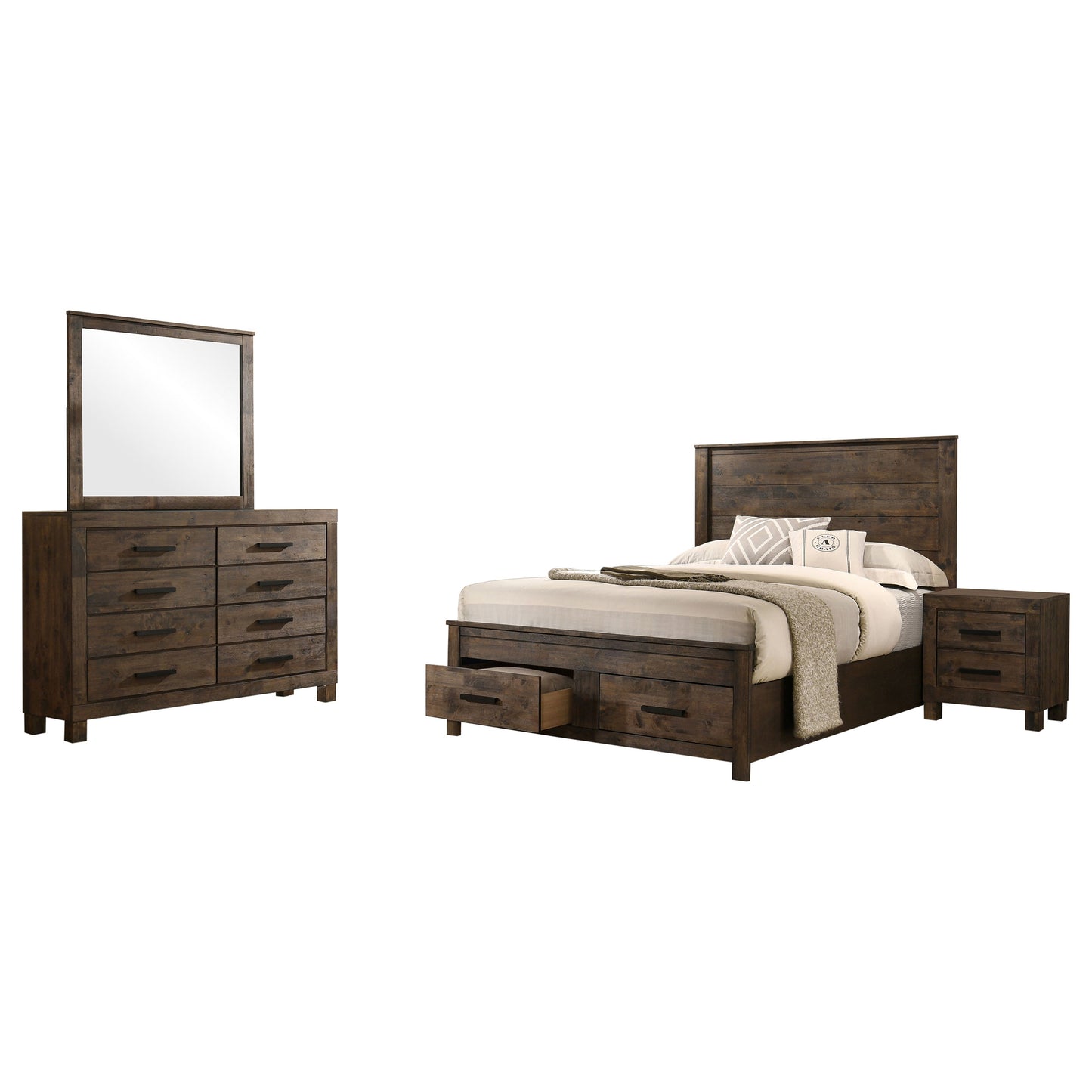 Woodmont 4-piece Queen Bedroom Set Rustic Golden Brown