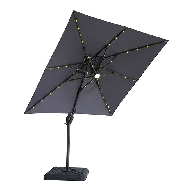 Xico - 8 Ft Square Umbrella w/ Double Top w/ LED Light + 37" Large Base