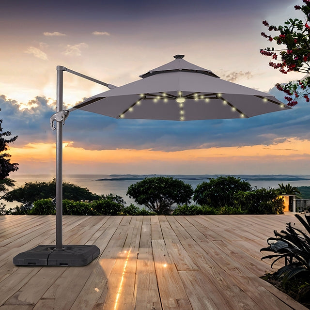 Nuti - 10 Ft Round Umbrella w/ LED Light + 37" Large Base