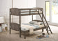 Flynn Wood Twin Over Full Bunk Bed with Mattress Weathered Brown