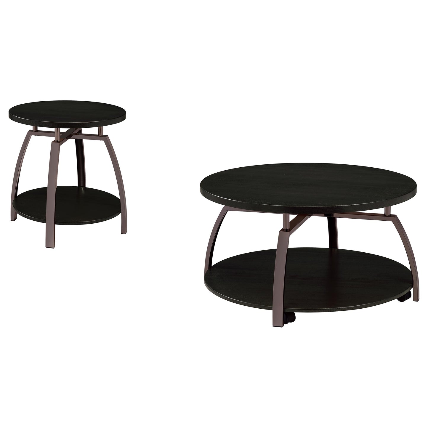 Dacre 2-piece Round Coffee and End Table Set Dark Charcoal