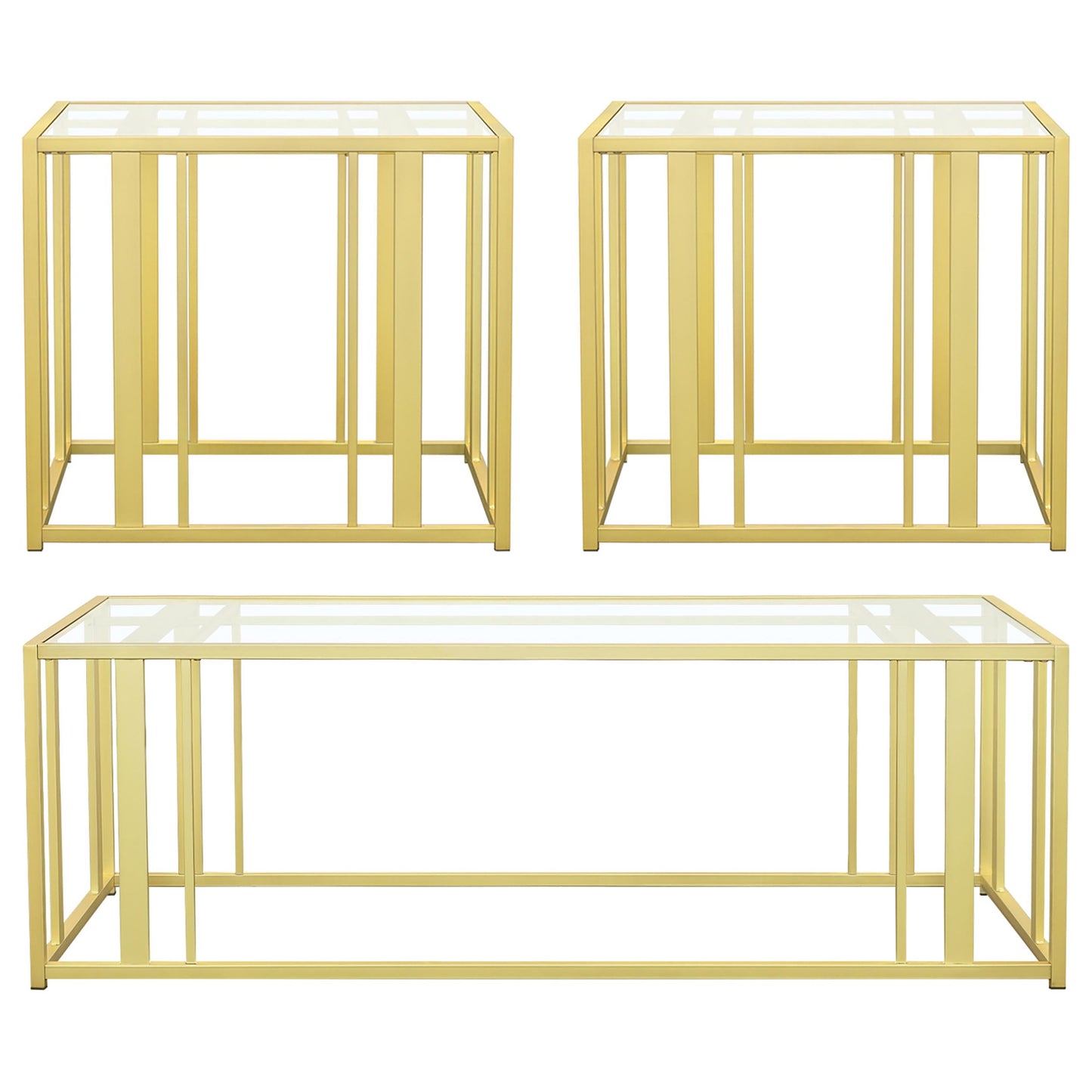 Adri 3-piece Coffee and End Table Set Matte Brass