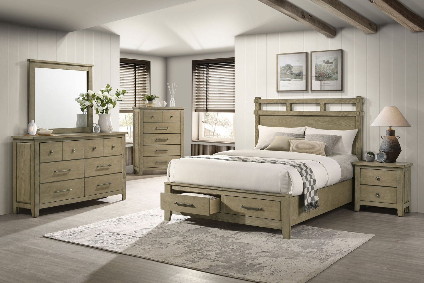 Hazlewood 59-inch Queen Panel Storage Bed Vineyard Oak