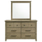 Hazlewood 6-drawer Bedroom Dresser with Mirror Vineyard Oak