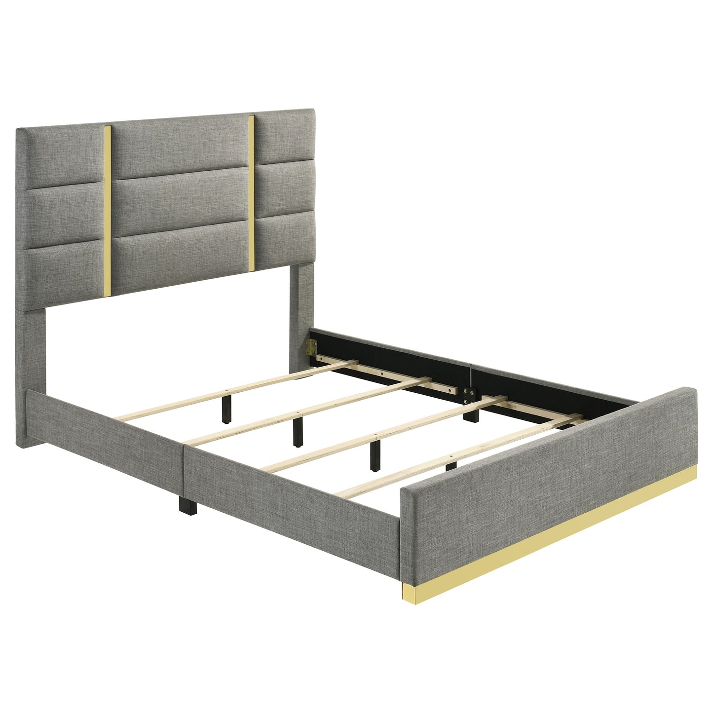 Ines 52-inch Fabric Upholstered Eastern King Panel Bed Grey