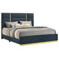 Ines 52-inch Fabric Upholstered Queen Panel Bed Navy