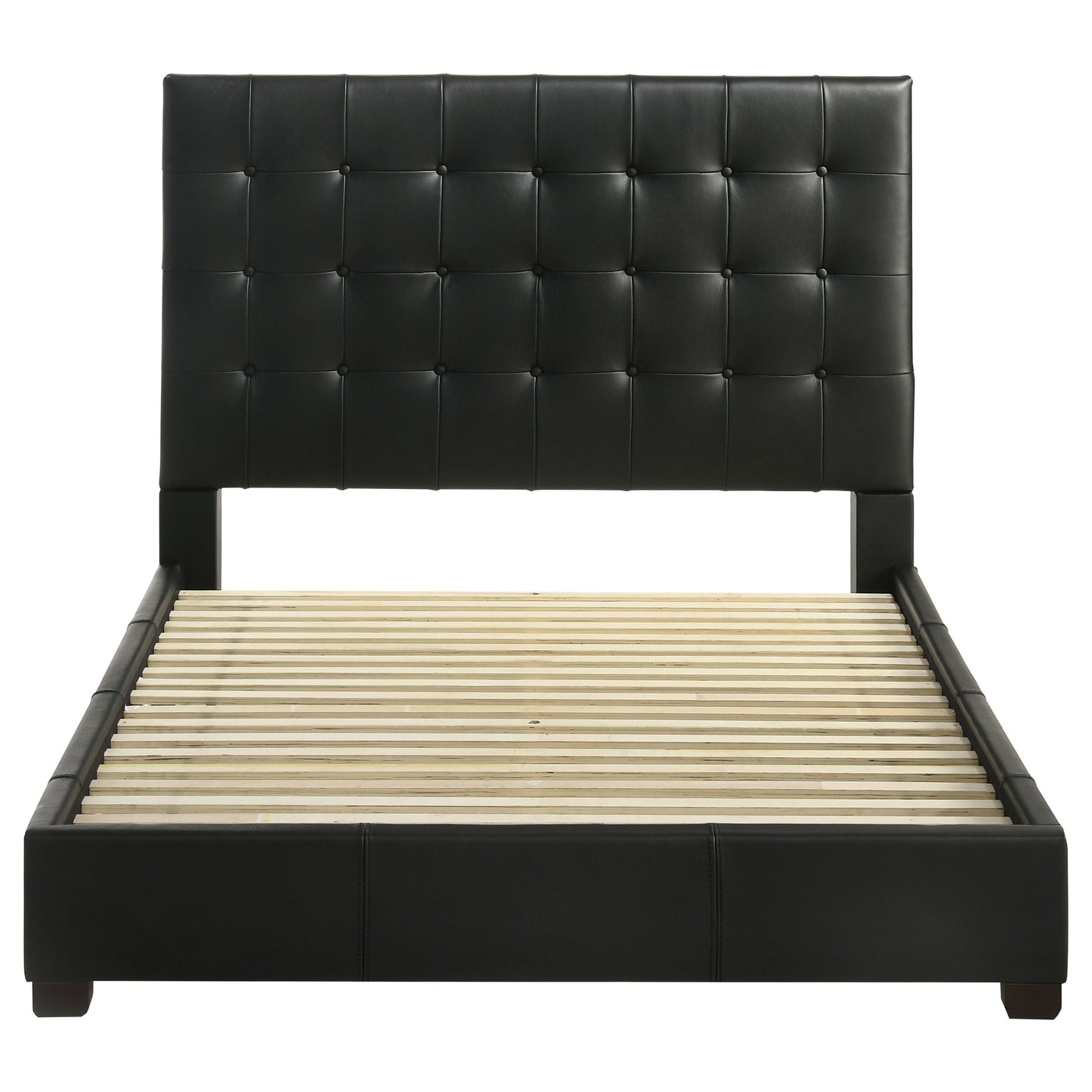 Medley Genuine Leather Queen Panel Platform Bed Black