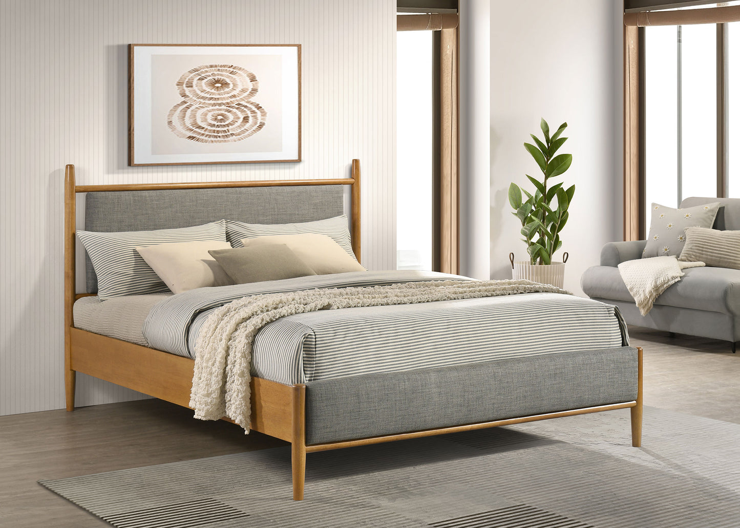 Mason 46-inch Queen Panel Platform Bed Grey and Light Brown