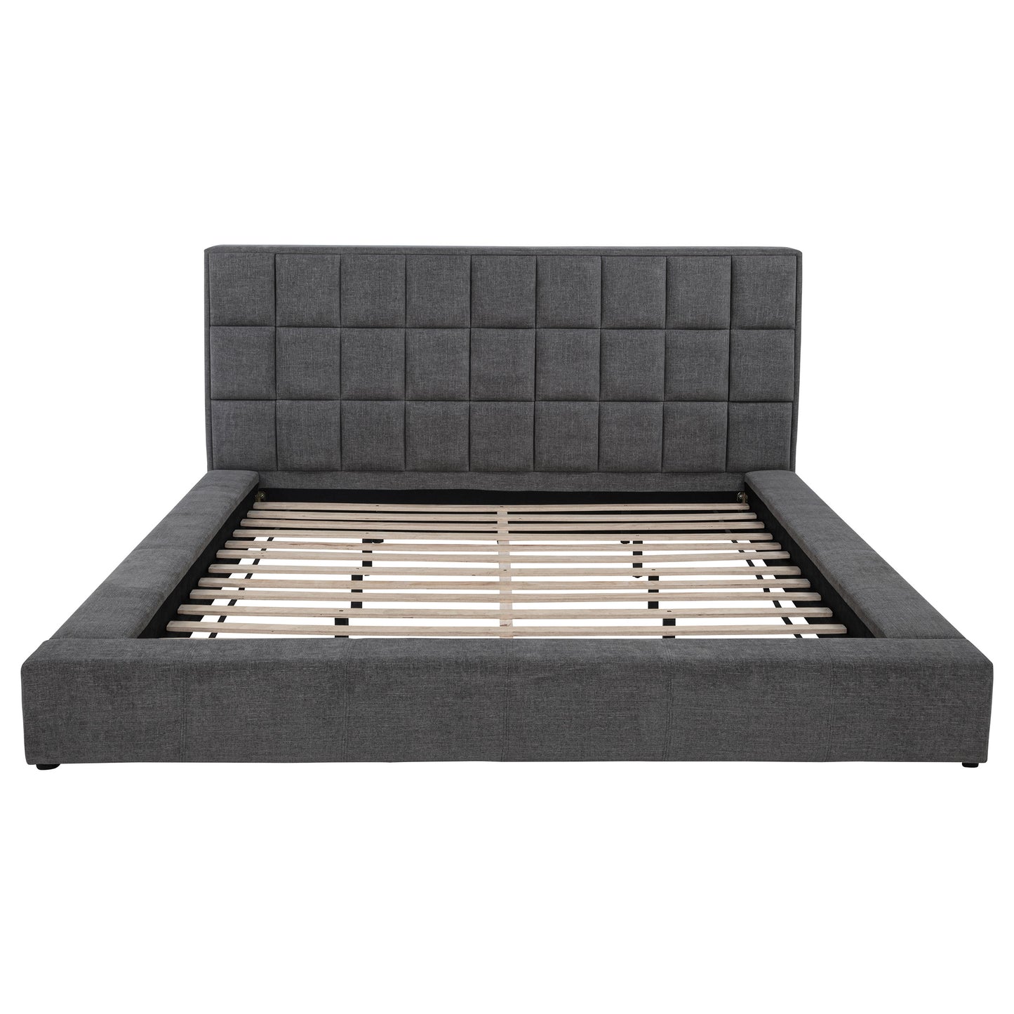 Dreux Upholstered Eastern King Panel Platform Bed Grey