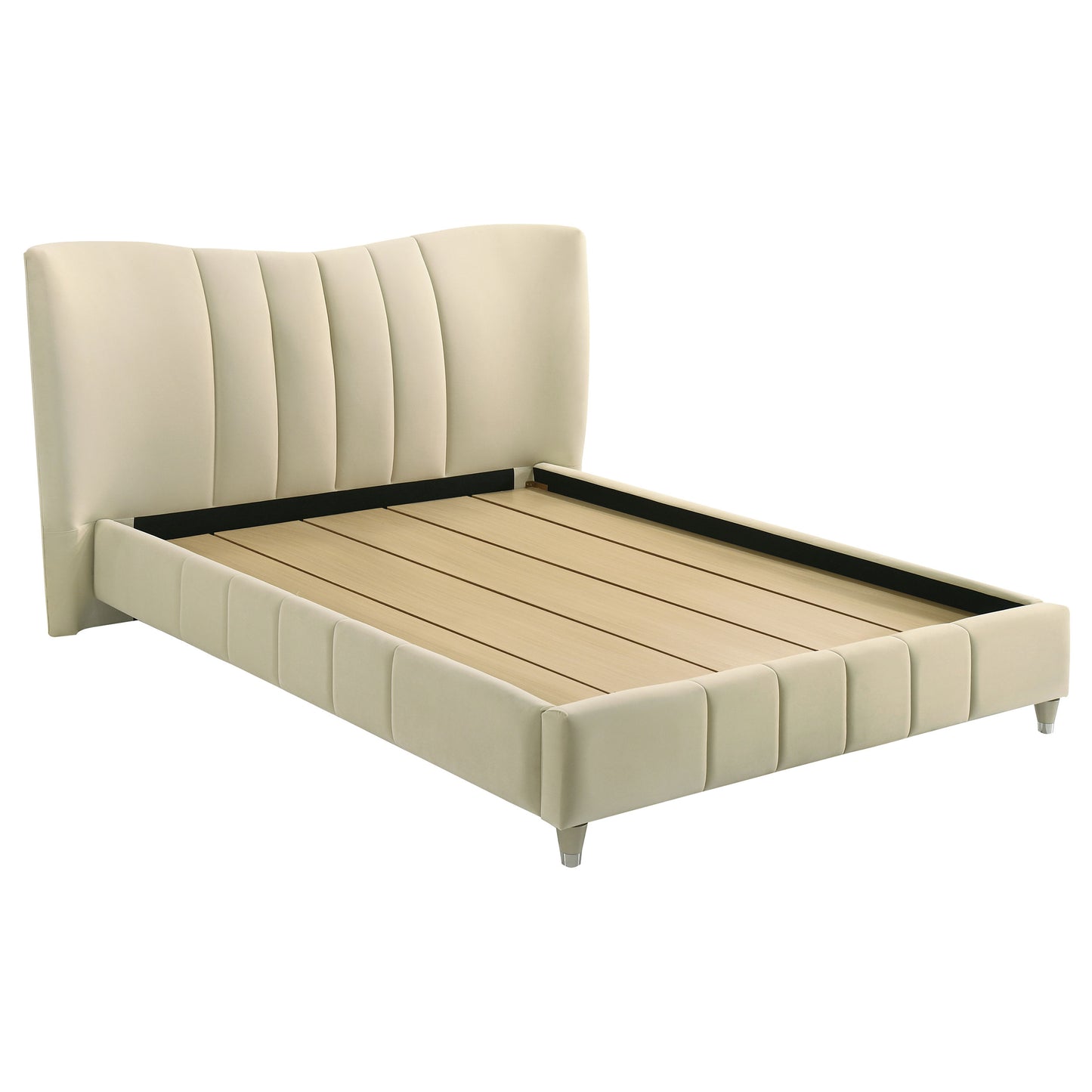 Evelyn Upholstered Queen Panel Platform Bed Ivory