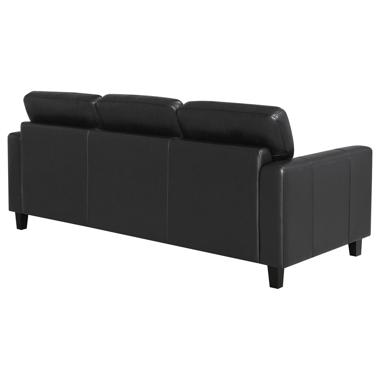 Scotland Faux Leather Upholstered Track Arm Sofa Black