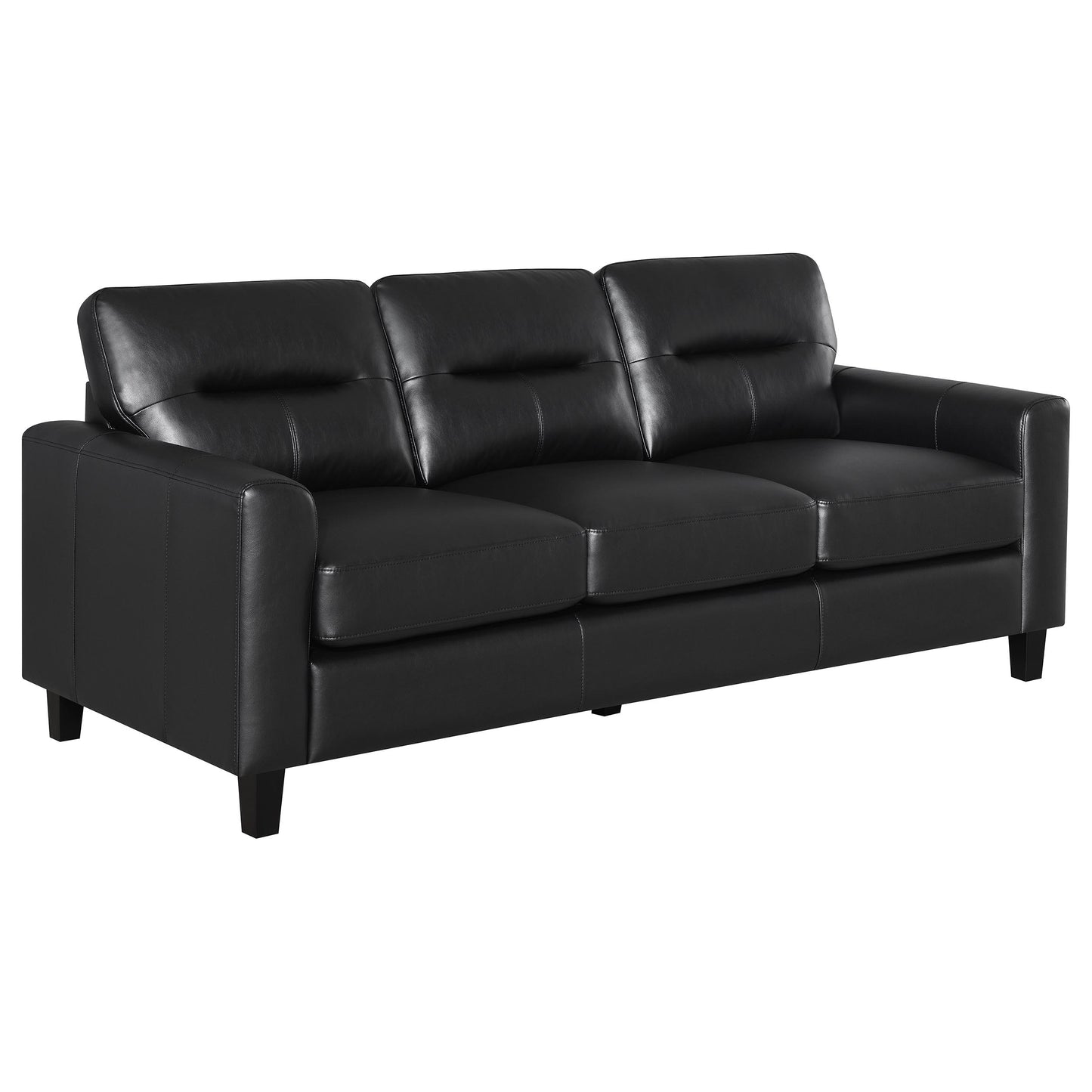 Scotland 3-piece Faux Leather Upholstered Sofa Set Black