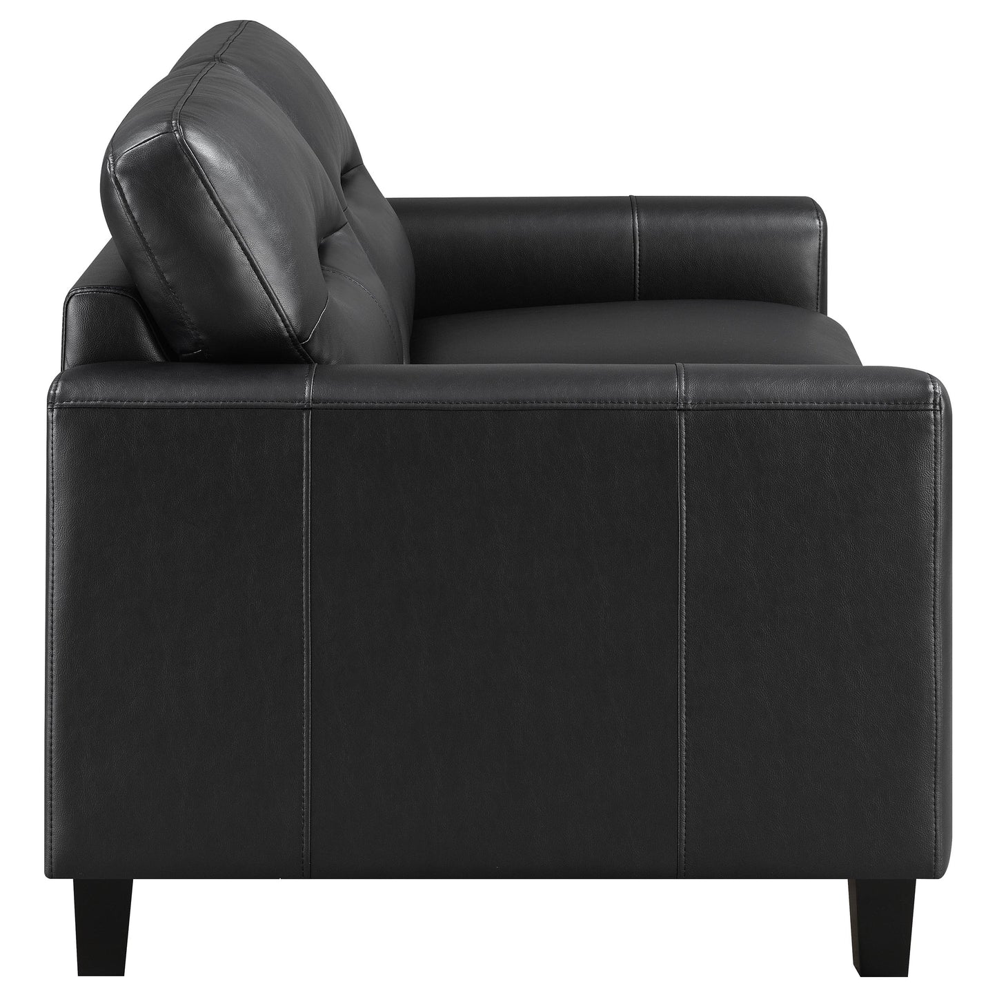 Scotland 3-piece Faux Leather Upholstered Sofa Set Black