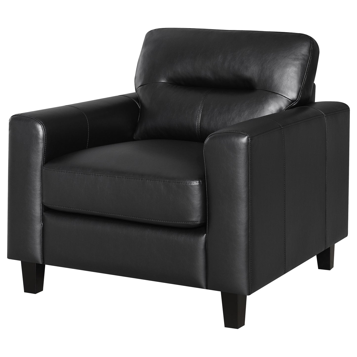 Scotland Faux Leather Upholstered Track Arm Chair Black