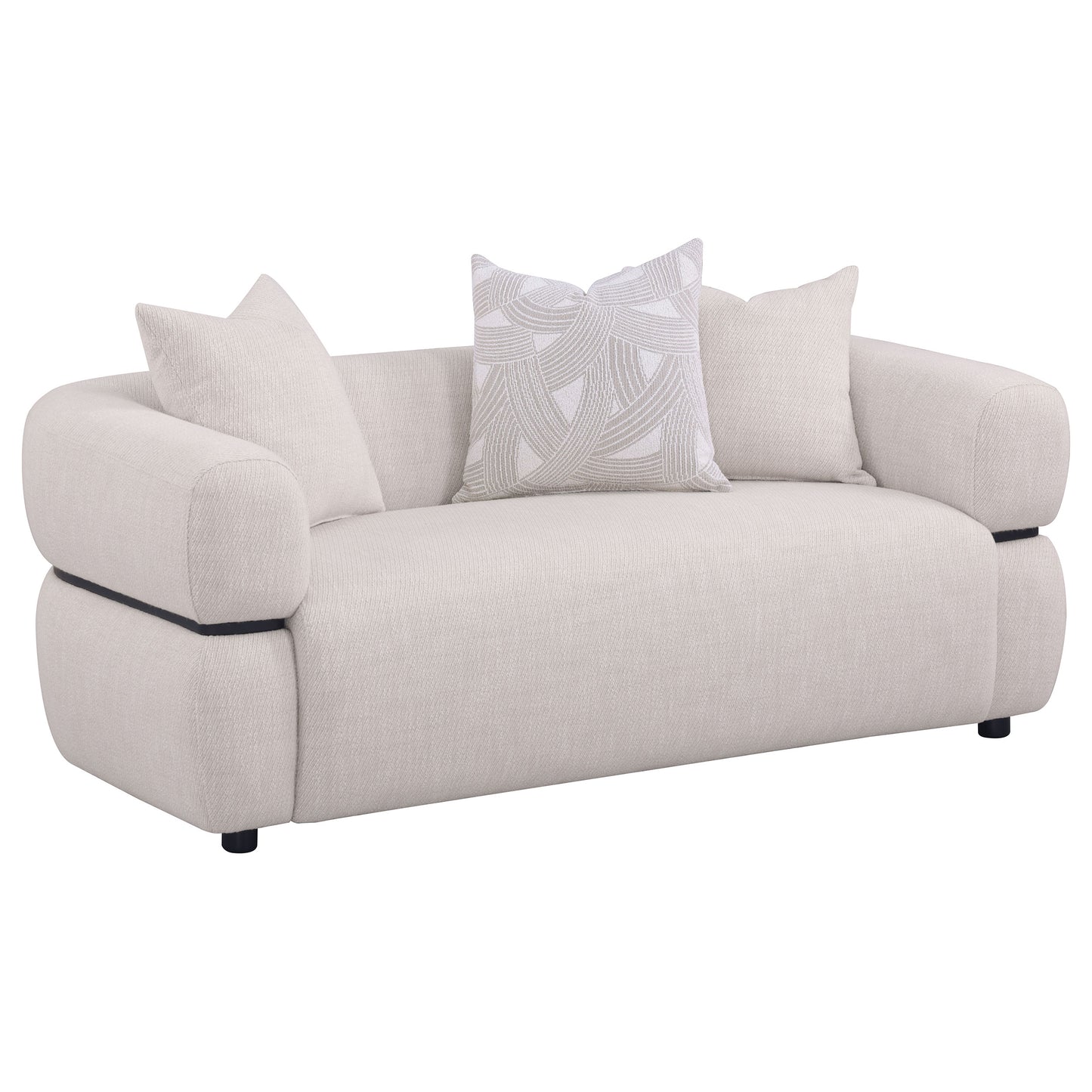 Jeanette 2-piece Fabric Upholstered Round Arm Sofa Set Beige