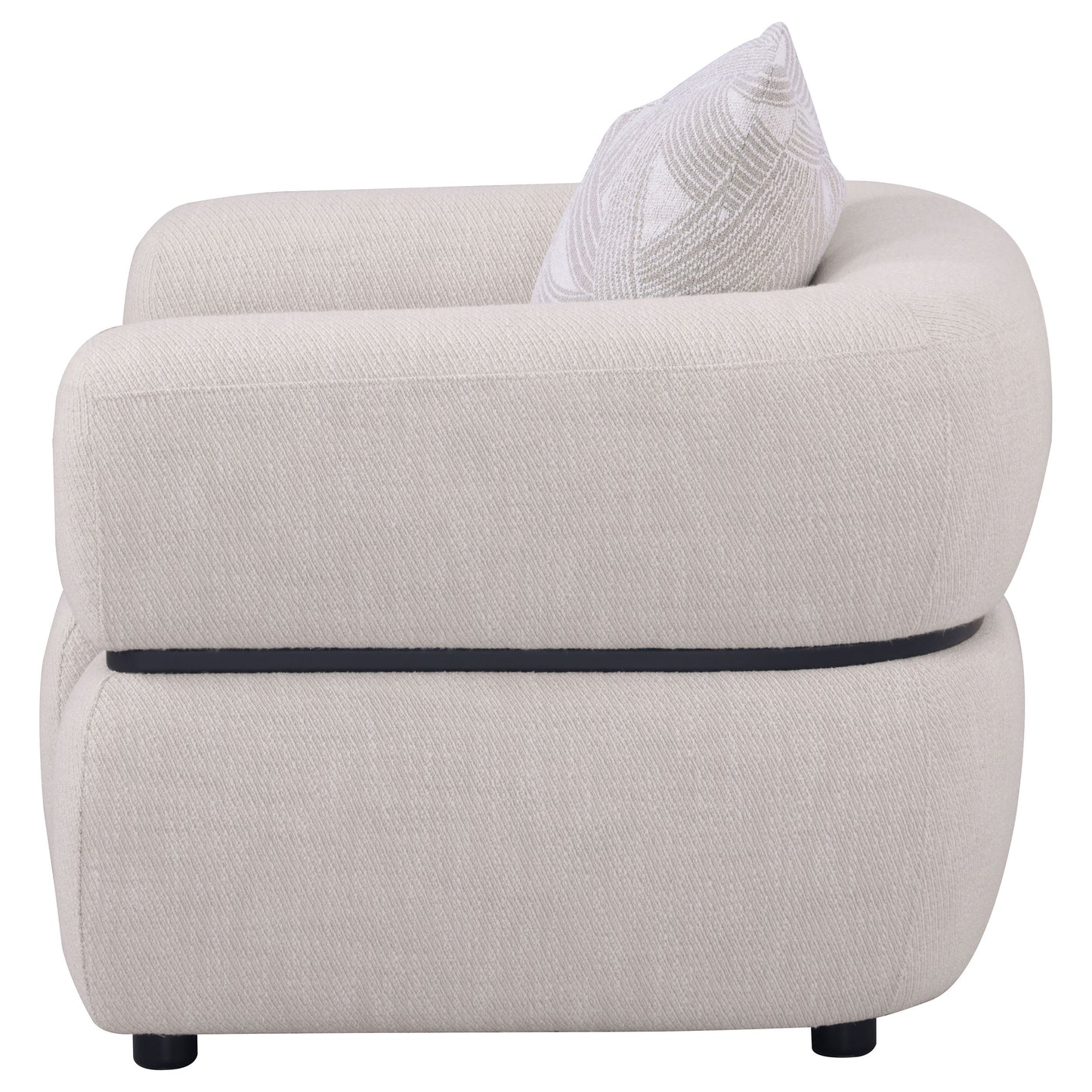 Jeanette Fabric Upholstered Round Arm Accent Chair Beige