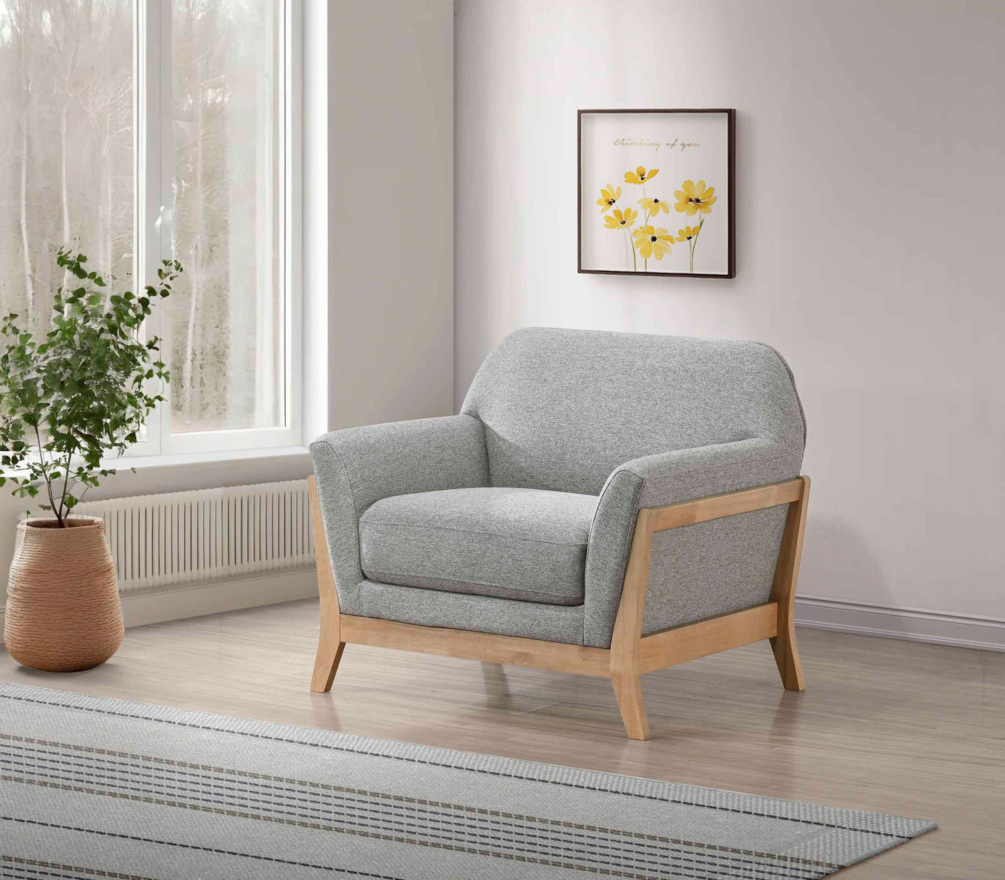 Vaughn Fabric Upholstered Flared Arm Accent Chair Grey