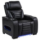 Zuma Faux Leather Upholstered Dual Power LED Recliner Black