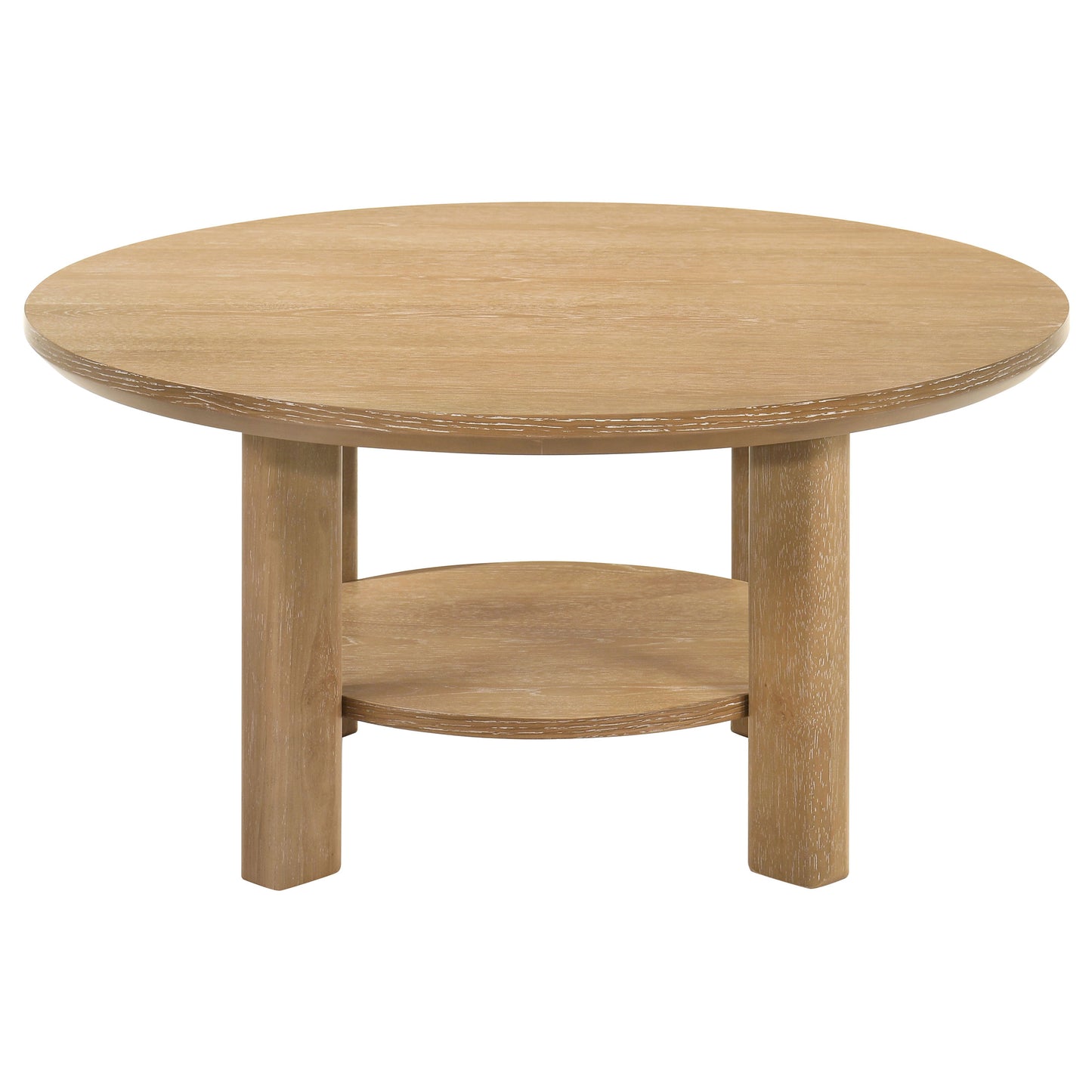 Ottowa 36-inch Round Wood Cocktail Coffee Table Washed Oak