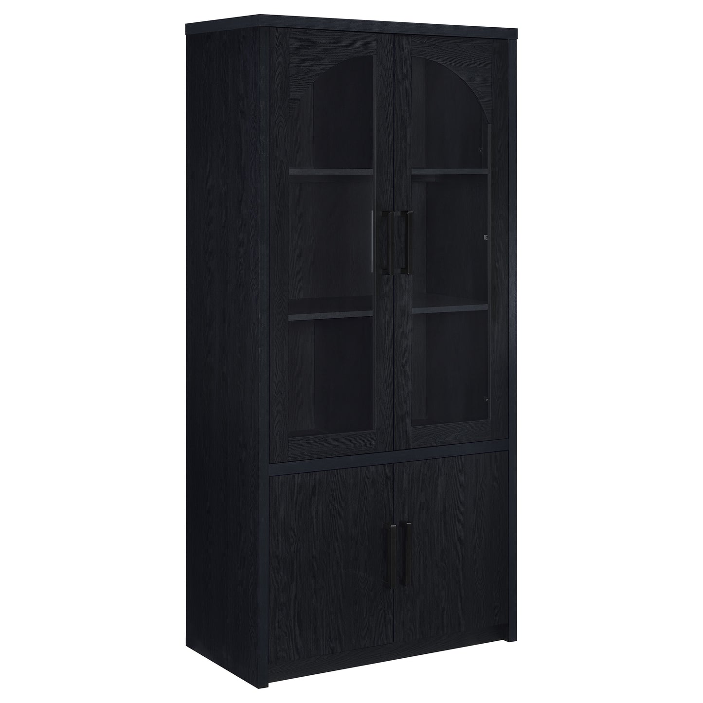 Riva 4-door Tall Accent Display Cabinet LED Lighting Black