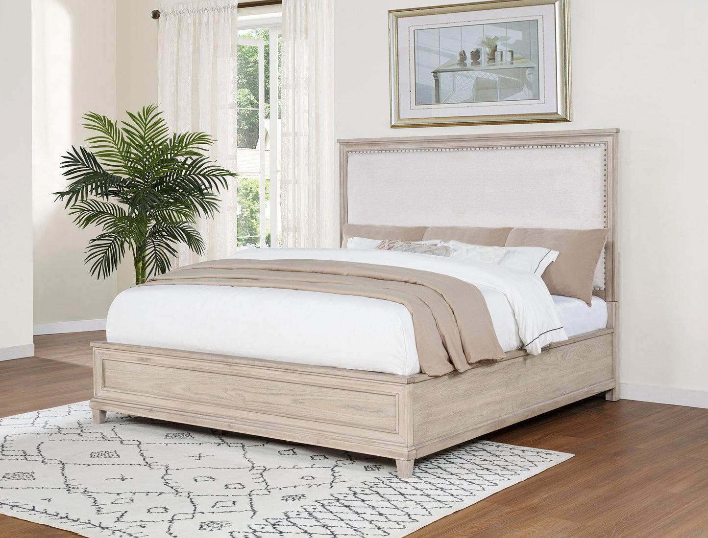 Pembroke 66-inch Eastern King Panel Bed Washed Oak
